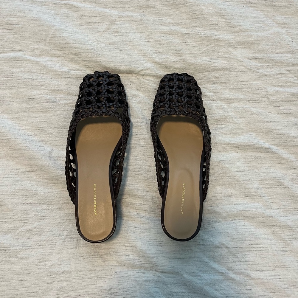 Anthropologie Woven Leather Mule in Dark Brown - Picture 2 of 6